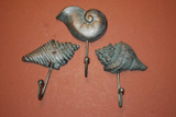 3) Sea shell Towel Hook set, free shipping, Sea shell bath decor, cast iron bronze-look sea shell decor, ocean shells beach decor 3) Sea shell Towel Hook set, free shipping, Sea shell bath decor, cast iron bronze-look sea shell decor, ocean shells beach decor