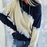 Women Casual Tie Dye Printing Long sleeve Loose  Pullover Colorful Hooded Tops