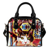 Cat Handbag Blue Red Cat Shoulder Handbag