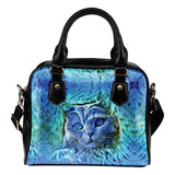 Blue Cat Shoulder Handbag Cat Handbag