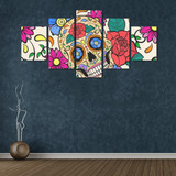 Sugar Skull Canvas Wall Art Home Decor 5 Pieces