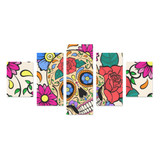 Sugar Skull Canvas Wall Art Home Decor 5 Pieces