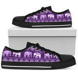 Elephant Mandala Flower Purple Women's Low Top Shoes Canvas Sneakers