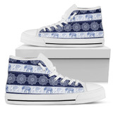 Elephant Mandala Flower Purple Women's High Top Shoes Canvas Sneakers
