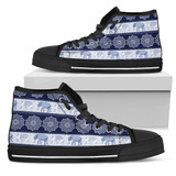 Elephant Mandala Flower Purple Women's High Top Shoes Canvas Sneakers
