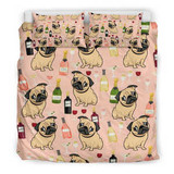 Pug Drink Premium Bedding Set King Duvet Covers 2 Pillowcases
