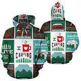 Camping All Over Print Hoodie Pullover Sweatshirt Hooded