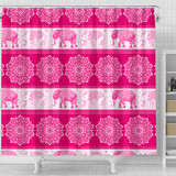 Mandala Elephant Flower Pink Fabric Shower Curtain Bathroom Curtains