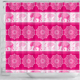 Mandala Elephant Flower Pink Fabric Shower Curtain Bathroom Curtains
