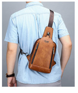 Messenger Shoulder Bags Men's Large Capacity Sling Crossbody Bag Solid Men Leather Bag