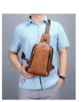 Messenger Shoulder Bags Men's Large Capacity Sling Crossbody Bag Solid Men Leather Bag