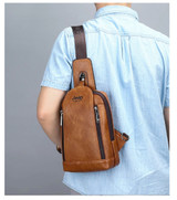 Messenger Shoulder Bags Men's Large Capacity Sling Crossbody Bag Solid Men Leather Bag