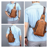 Messenger Shoulder Bags Men's Large Capacity Sling Crossbody Bag Solid Men Leather Bag