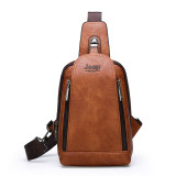 Messenger Shoulder Bags Men's Large Capacity Sling Crossbody Bag Solid Men Leather Bag