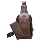 Messenger Shoulder Bags Men's Large Capacity Sling Crossbody Bag Solid Men Leather Bag