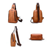 Messenger Shoulder Bags Men's Large Capacity Sling Crossbody Bag Solid Men Leather Bag
