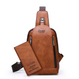 Messenger Shoulder Bags Men's Large Capacity Sling Crossbody Bag Solid Men Leather Bag