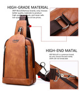 Messenger Shoulder Bags Men's Large Capacity Sling Crossbody Bag Solid Men Leather Bag