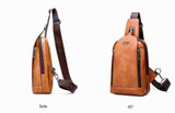 Messenger Shoulder Bags Men's Large Capacity Sling Crossbody Bag Solid Men Leather Bag