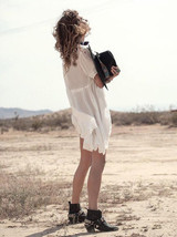 Deep V-neck Ruffled See-through Cover-up Swimwear