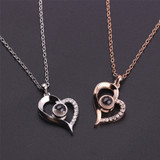 "I Love You" In 100 Languages Heart Shaped Projection Necklace