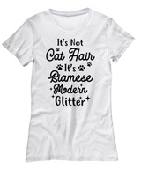 It's Not Cat Hair It's Siamese Modern Glitter White Women's T-Shirt, Gift For Siamese Cat Moms, T-Shirts Gift For Her, Mother's Day Present Ideas For Siamese Cat Moms