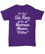 It's Not Cat Hair It's Siamese Modern Glitter Purple Unisex T-Shirt, Gift For Siamese Cat Moms, T-Shirts Gift For Her, Mother's Day Present Ideas For Siamese Cat Moms