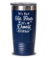 It's Not Cat Hair It's Dwelf Glitter 20 oz Blue Drink Tumbler w/ Lid, Gift For Dwelf Cat Moms, Tumblers & Water Glasses Gift For Her, Mother's Day Present Ideas For Dwelf Cat Moms