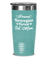 Prd Norwegian Forest Cat Mom 20 oz Teal Drink Tumbler w/ Lid, Gift For Norwegian Forest Cat Moms, Tumblers & Water Glasses Gift For Her, Birthday Present Ideas For Norwegian Forest Cat Moms