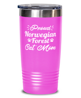 Prd Norwegian Forest Cat Mom 20 oz Pink Drink Tumbler w/ Lid, Gift For Norwegian Forest Cat Moms, Tumblers & Water Glasses Gift For Her, Birthday Present Ideas For Norwegian Forest Cat Moms