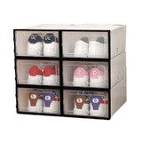 6Pcs Plastic Shoe Box Stackable Foldable Shoe Organizer Drawer Storage Case with Flipping Clear Door Ladies Men 31.5x21.5x12.5cm
