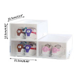 6Pcs Plastic Shoe Box Stackable Foldable Shoe Organizer Drawer Storage Case with Flipping Clear Door Ladies Men 31.5x21.5x12.5cm