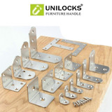 10pcs/lot Stainless Steel Universal Connector Type L 90 Degree Angle Fastener Triangle Corner Bracket With Screws
