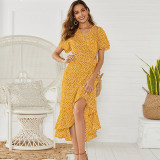 HiloRill Summer Beach Maxi Dress Women Floral Print Boho Long Dress Ruffles Wrap Casual V-Neck Split Sexy Party Dress Robe Femme HiloRill Summer Beach Maxi Dress Women Floral Print Boho Long Dress Ruffles Wrap Casual V-Neck Split Sexy Party Dress Robe Femme