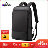 BOPAI Slim Laptop Backpack Men 15.6 inch Office Work Women Backpack Business Bag Unisex Black Ultralight Backpack Thin Back Pack (Black)