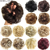 Delice Women's Wrap On Messy Bun Curly Scrunchie Chignon With Rubber Band Brown Black Synthetic Hair Ring Delice Women's Wrap On Messy Bun Curly Scrunchie Chignon With Rubber Band Brown Black Synthetic Hair Ring