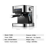 ITOP Espresso Coffee Maker Machine 20Bar Coffee Machine Semi-automatic Household Italian Coffee Maker With Steam Function