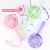 1PCs Handheld Personal Mini Fan USB Rechargeable Portable Fan Cooler With Strap Adjustable 3 Speed For Office Outdoor Travel