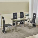 5 Piece Dining Set Glass Table and 4 Chairs Kitchen Breakfast Furniture New