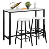 3 Piece Bar Table Set Pub Table and 2 Stools Counter Kitchen Dining Set White