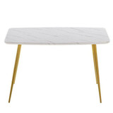 5 Piece Marble Dining Table Set 4 Chairs Kitchen Dining Room Breakfast Nook
