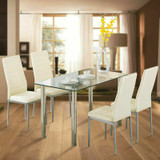 5 Pieces Dining Table Set w/ 4 Chairs Glass Metal Kitchen Dining Room Furniture