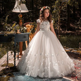 New Kids Pageant Evening Gowns 2019 Lace Ball Gown Flower Girl Dresses For Weddings First Communion Dresses For Girls