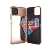 W7ETBEN Card Slot Wallet Make Up Mirror Back Cover Dual Layer Flip Case for iPhone SE2 XS Max XR X 6 6S 7 8 Plus 11 Pro Max