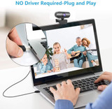 Webcam with Microphone HD 1080P Streaming Webcam for PC,MAC, Laptop,Plug and Play USB Camera for Youtube,Skype Video Call (Black)