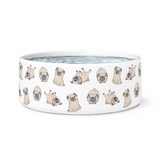 Pug Pattern Dog Bowl