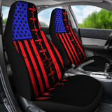 Pit Bull Heartbeat Flag Car Seat Covers (set of 2)