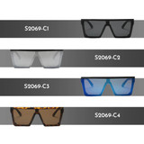 Women's Flat Top Square Oversize Fashion Sunglasses, blue or silver