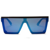 Women's Flat Top Square Oversize Fashion Sunglasses, blue or silver