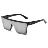 Women's Flat Top Square Oversize Fashion Sunglasses, blue or silver